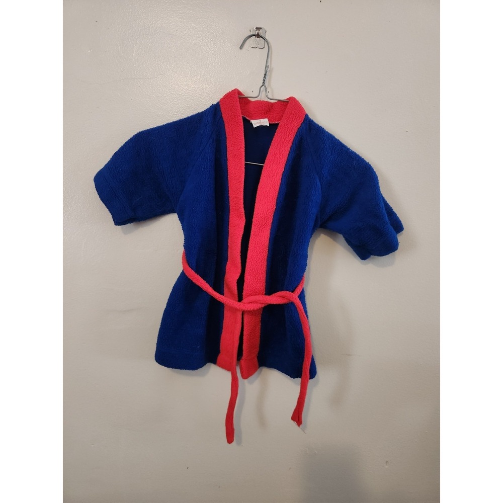Vintage Dr. Denton Red Blue Size 2 Flame Resistant Robe Red And Blue With Tie